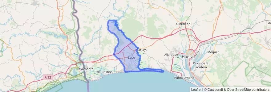 Mapa de ubicacion de Lepe.