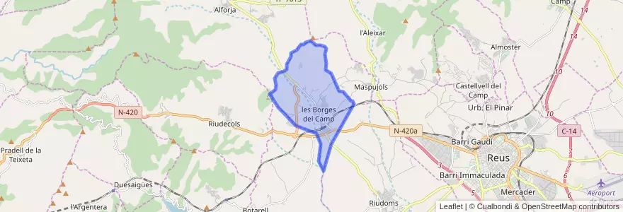 Mapa de ubicacion de les Borges del Camp.