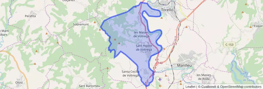 Mapa de ubicacion de les Masies de Voltregà.