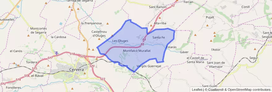 Mapa de ubicacion de les Oluges.