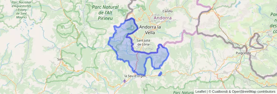 Mapa de ubicacion de les Valls de Valira.