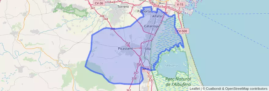Mapa de ubicacion de l'Horta Sud.