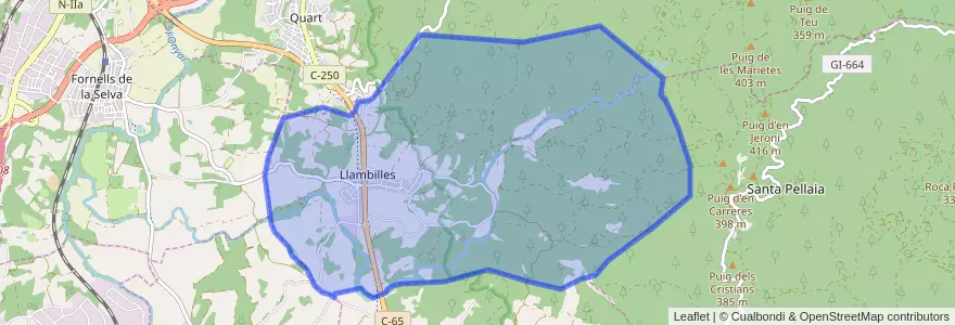 Mapa de ubicacion de Llambilles.