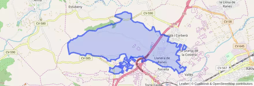 Mapa de ubicacion de Llanera de Ranes.