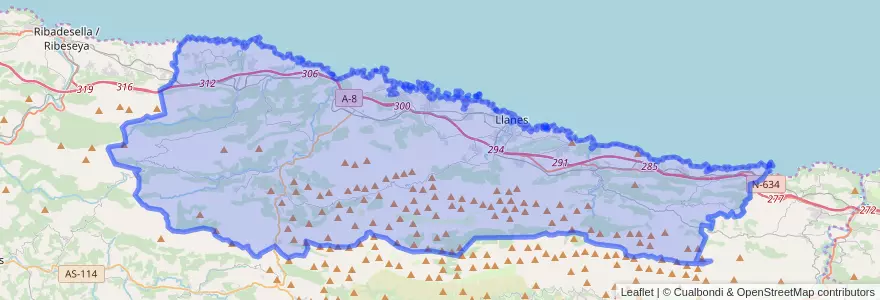 Mapa de ubicacion de Llanes.