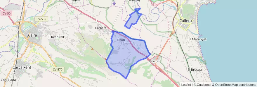 Mapa de ubicacion de Llaurí.