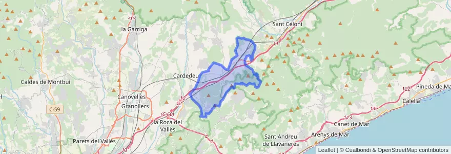 Mapa de ubicacion de Llinars del Vallès.