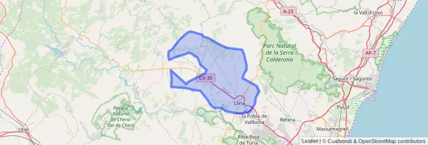 Mapa de ubicacion de Llíria.