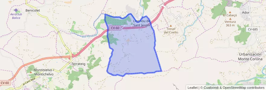 Mapa de ubicacion de Llocnou de Sant Jeroni.