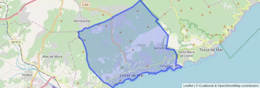Mapa de ubicacion de Lloret de Mar.
