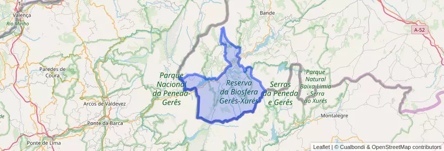 Mapa de ubicacion de Lobios.