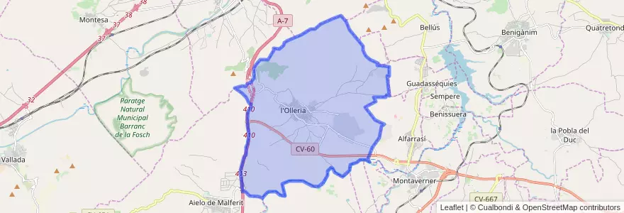 Mapa de ubicacion de l'Olleria.