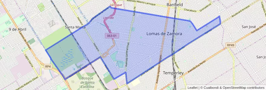 Mapa de ubicacion de Lomas de Zamora.
