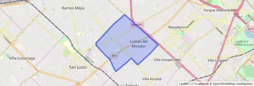 Mapa de ubicacion de Lomas del Mirador.