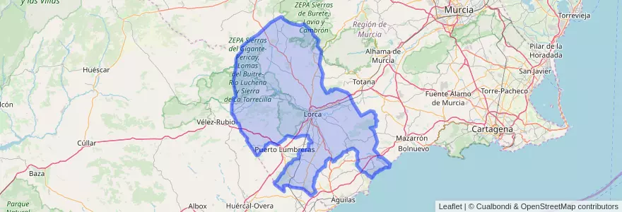 Mapa de ubicacion de Lorca.