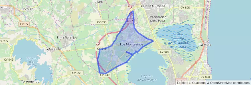 Mapa de ubicacion de Los Montesinos.