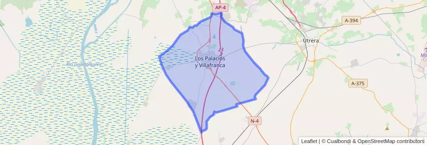 Mapa de ubicacion de Los Palacios y Villafranca.
