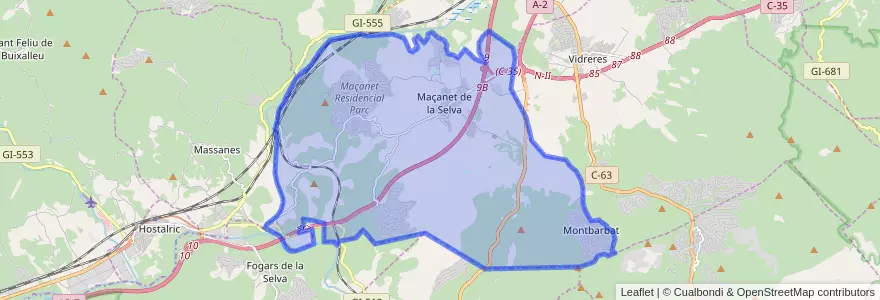 Mapa de ubicacion de Maçanet de la Selva.