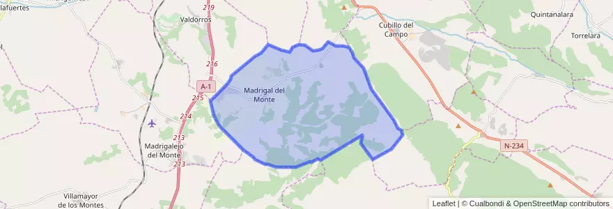 Mapa de ubicacion de Madrigal del Monte.