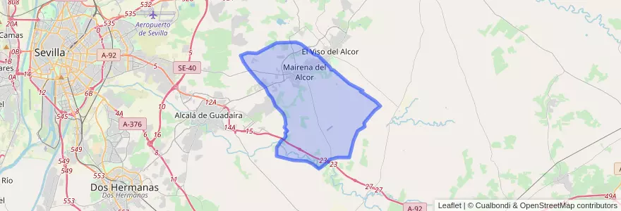 Mapa de ubicacion de Mairena del Alcor.