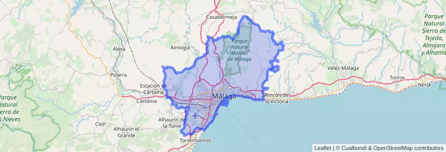 Mapa de ubicacion de مالقة.