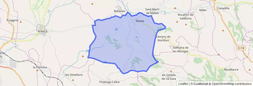Mapa de ubicacion de Maldà.