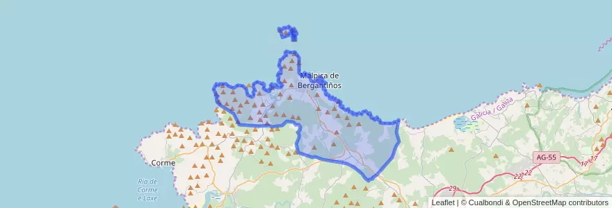 Mapa de ubicacion de Malpica de Bergantiños.