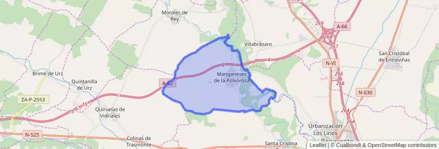 Mapa de ubicacion de Manganeses de la Polvorosa.