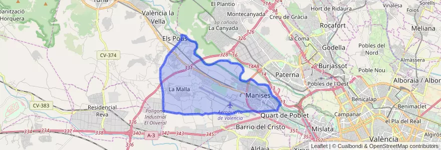 Mapa de ubicacion de Manises.