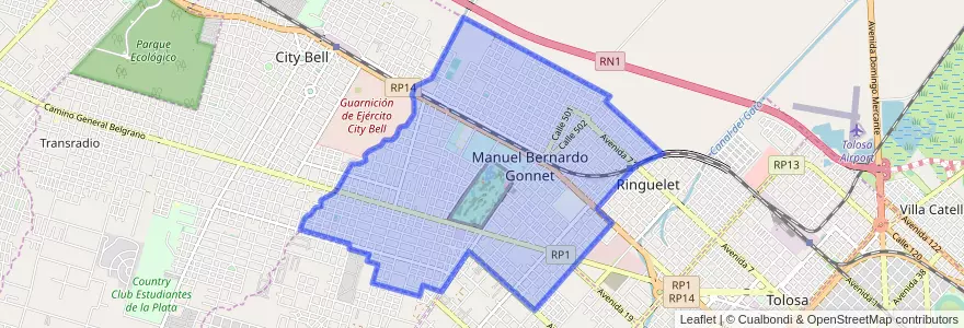 Mapa de ubicacion de Manuel B. Gonnet.