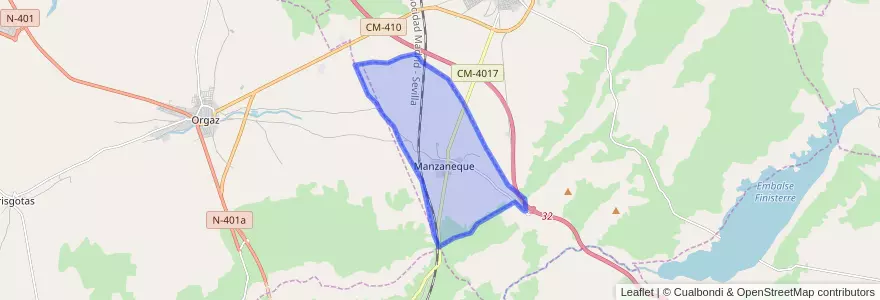 Mapa de ubicacion de Manzaneque.