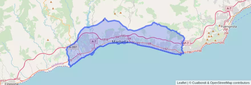 Mapa de ubicacion de Marbella.