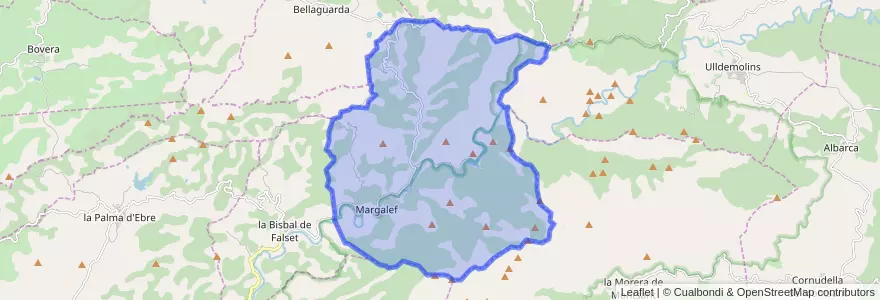 Mapa de ubicacion de Margalef.