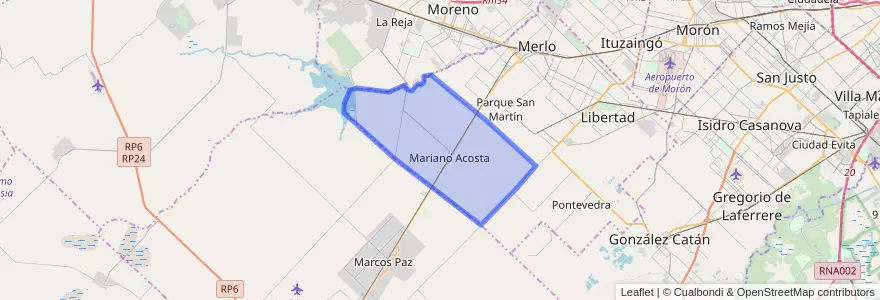 Mapa de ubicacion de Mariano Acosta.