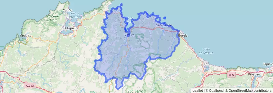 Mapa de ubicacion de A Mariña Occidental.