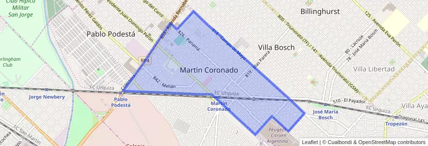 Mapa de ubicacion de Martín Coronado.