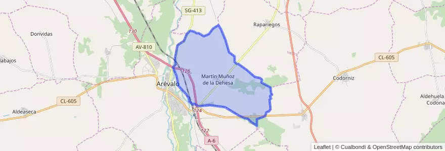 Mapa de ubicacion de Martín Muñoz de la Dehesa.