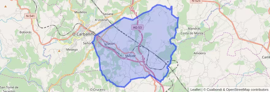 Mapa de ubicacion de Maside.