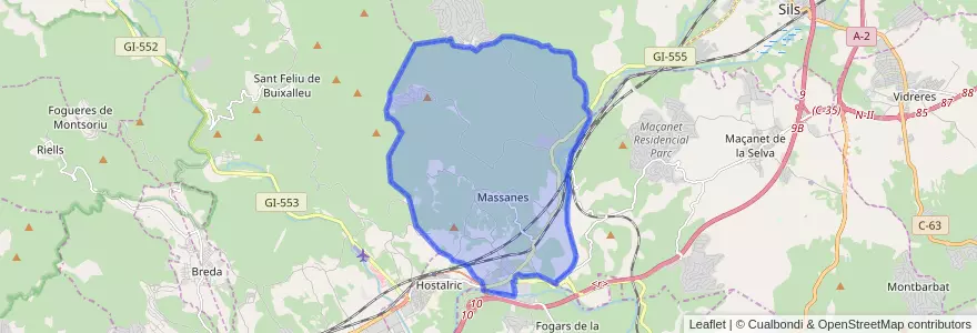 Mapa de ubicacion de Massanes.