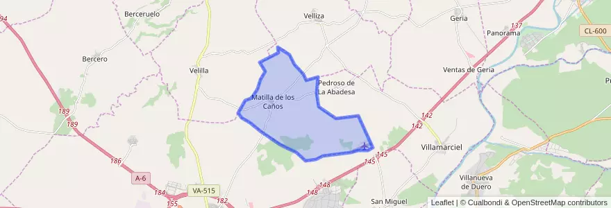 Mapa de ubicacion de Matilla de los Caños.