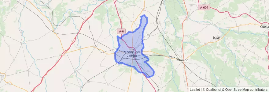 Mapa de ubicacion de Medina del Campo.