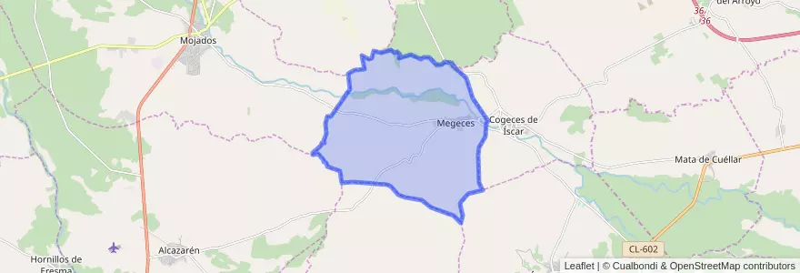 Mapa de ubicacion de Megeces.