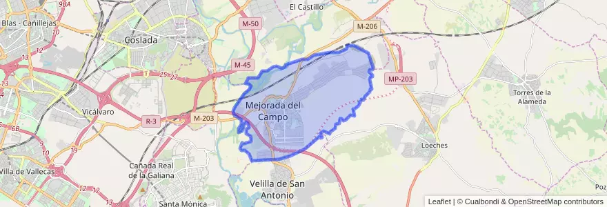 Mapa de ubicacion de Mejorada del Campo.