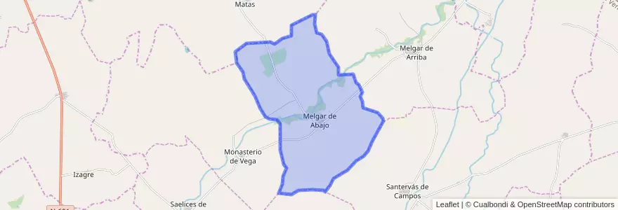 Mapa de ubicacion de Melgar de Abajo.