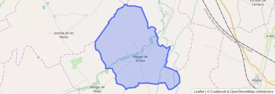 Mapa de ubicacion de Melgar de Arriba.