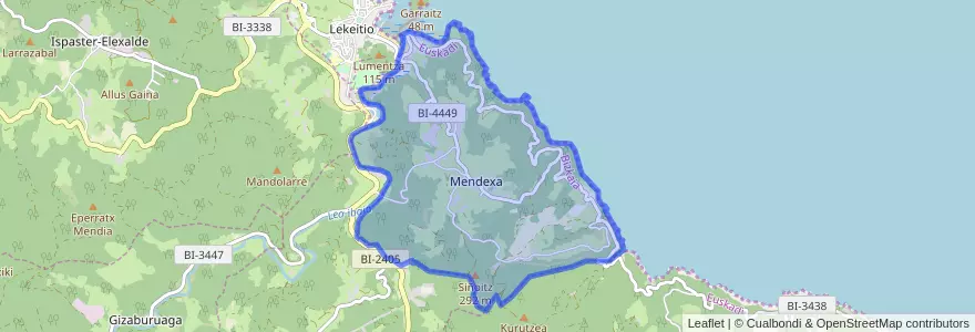Mapa de ubicacion de Mendexa.