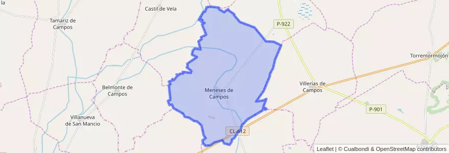 Mapa de ubicacion de Meneses de Campos.