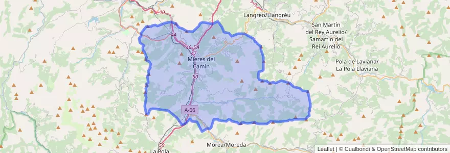 Mapa de ubicacion de Mieres.