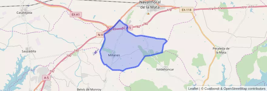 Mapa de ubicacion de Millanes.