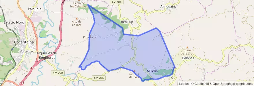Mapa de ubicacion de Millena.